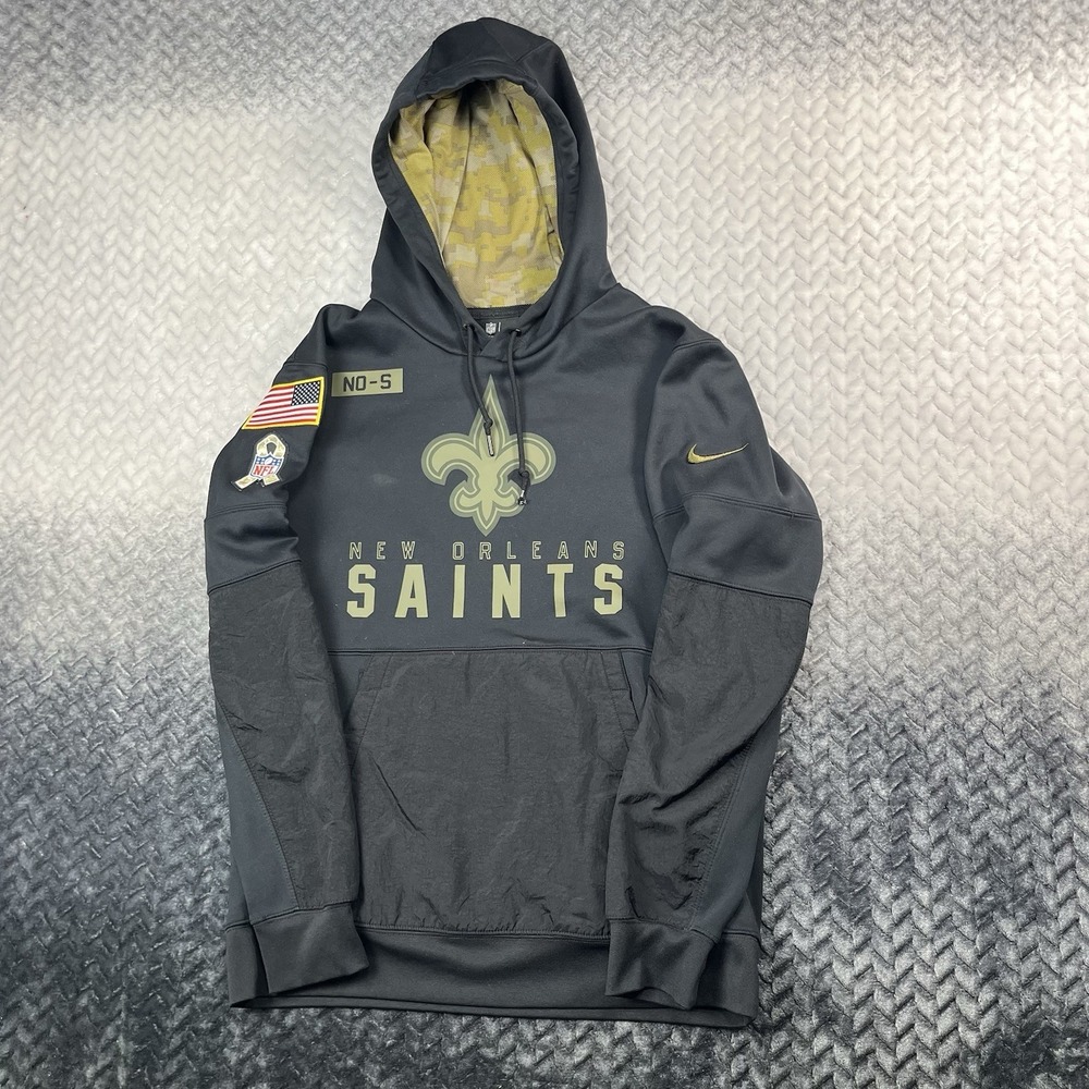 OFFICIAL NFL x NIKE On Field New Orleans Saints Hoodie Mens MED Black w Patches‎